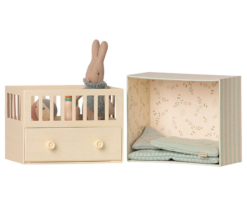 Maileg Baby room with micro bunny blue