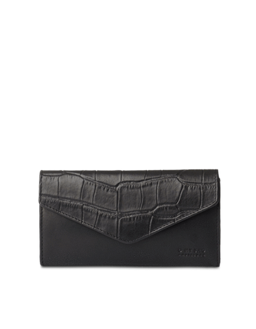 O MY BAG Envelope Pixie wallet, Black / Classic & Classic Croco Leather