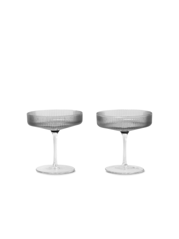 Ferm living Ripple Champagne Saucers (set of 2) smoked grey
