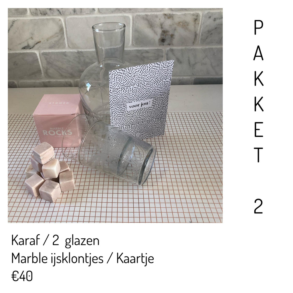 Pakket 2 Karaf met marble ijsblokjes