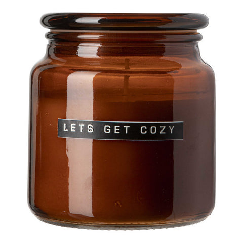 Wellmark Grote geurkaars cedarwood bruin glas 'let's get cozy'